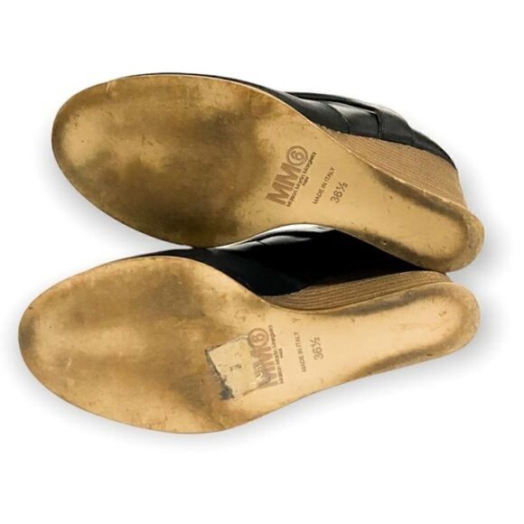 MM6 Maison Martin Margiela Boots Black Leather Wedge Ankle Boots, Size 36.5 EU - Picture 7 of 13